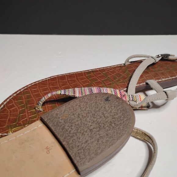 Sam Edelman Vegan Almond Woven Sand Gigi Thong Ankle Strap Sandals Size 9 1/2 - Picture 12 of 14